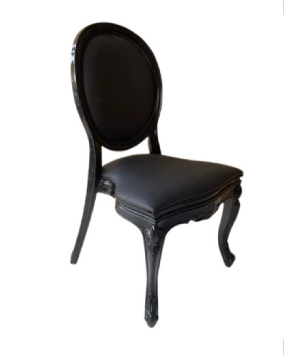 Black Padded Back Louis Chair Hire